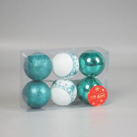 Set of balls plastic D-6 cm, 6 pcs "Emeravik-Christmas tree" white-green-1