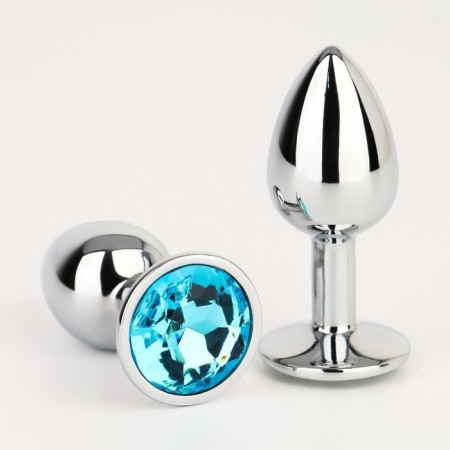 Anal traffic jam-hoods, silver, blue crystal, d = 28 mm
