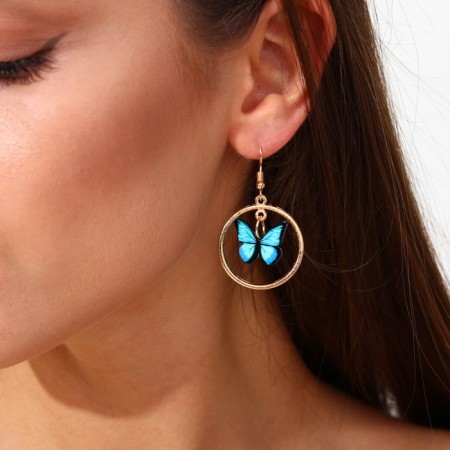 Earrings with rings "Blave with happiness"-7