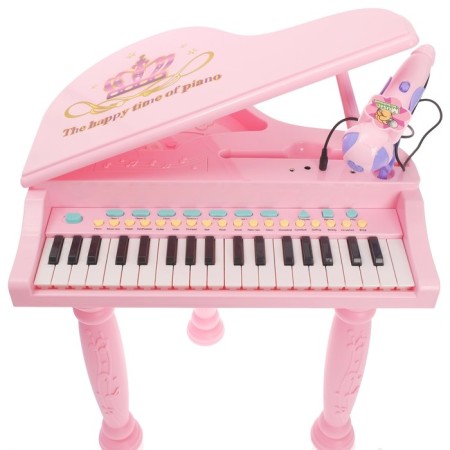 Piano "Pink Dream" with a microphone and a chair, light and sound effects-1