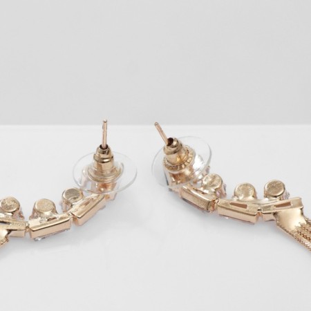 Hanging earrings with the ode "Odyssey" style, white color in gold-1