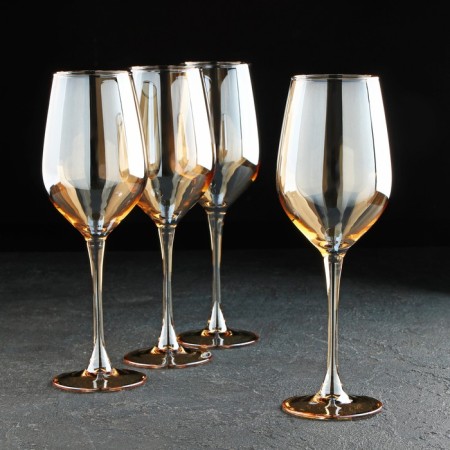 A set of glass glasses for the wine "Golden Honey", 350 ml, 4 pcs