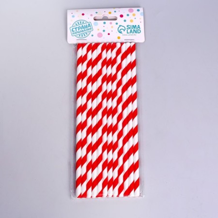 The cocktail tube "Spiral", set of 12 pcs., Red-white color-1