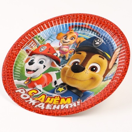 Paper plate "Happy Birthday!", Puppy patrol 18 cm-1