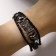 Bracelet skin "owl", black color in silver, l = 20 cm