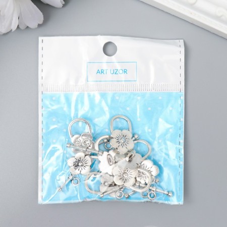 Decor metal for the creativity of the lock "Flower" silver 2.2x1.5 cm-3