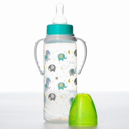 Baby feeding bottle, classic throat, 0 months, 250 ml., Cylinder, with handles-2