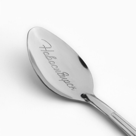 A spoon with engraving on the postcard Novosibirsk, 3 x 14 cm.-3