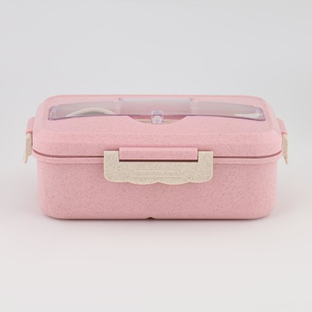 Lunch box, 800 ml, with instruments, 12 x 7.6 x 20 cm, pink