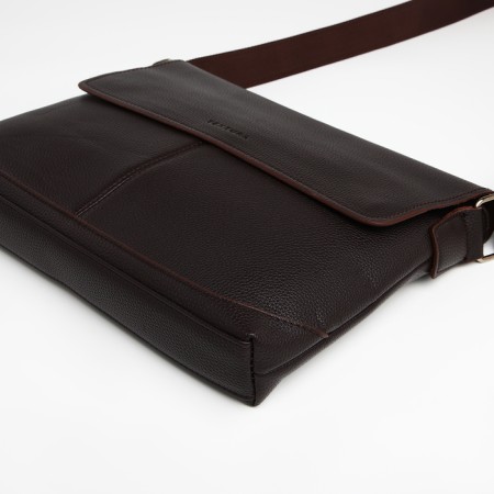 Male Business Bag, Textura, 2 external pockets, brown color-3