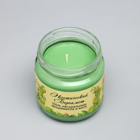 Natural eco candle "Exotic bergamot", green, 7x7.5 cm, 14 hours-3