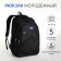Young backpack from textiles with lightning, 5 pockets, black/blue color