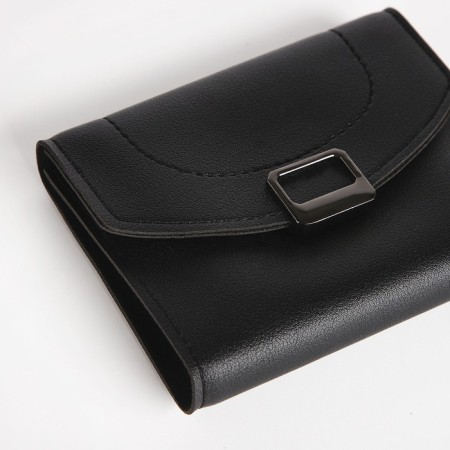 Women's wallet on the button, black color-2