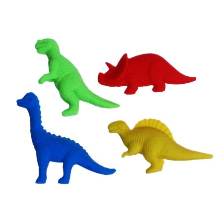 A set of curly eraser 4 pieces "dinosaurs" in a package on a zip-carrier (barcode on a piece) mix-4