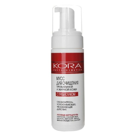Kora mousse to cleanse the problem and oily skin of the face with a prebiotic, 160 ml