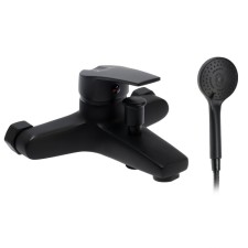 Bath mixer Zein Z3841, one -leaf, shower set, watering can 5 modes, black