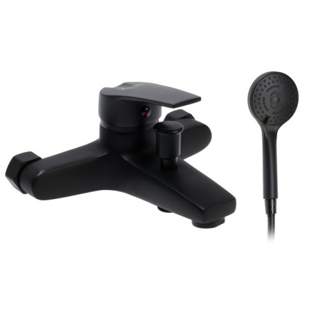 Bath mixer Zein Z3841, one -leaf, shower set, watering can 5 modes, black