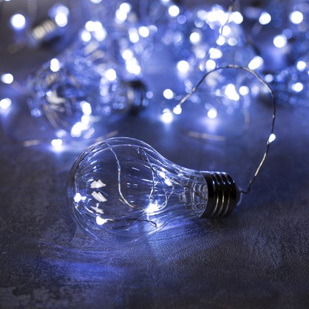 Garland “thread” 3 m dews with nozzles “volumetric bulbs”, IP20, silver thread, 100 LED, white glow, 3.5 in-6