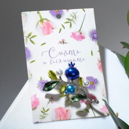 Brooch "Blue Branch", the color of green and blue in silver-1
