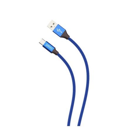 PERO DC-02, Type-C cable-USB, 3 A, 1 m, fabric braid, blue-2