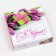 Box for 9 sweets with a shell "since March 8!", Tulips, 13.7 x 13.7 x 3.5