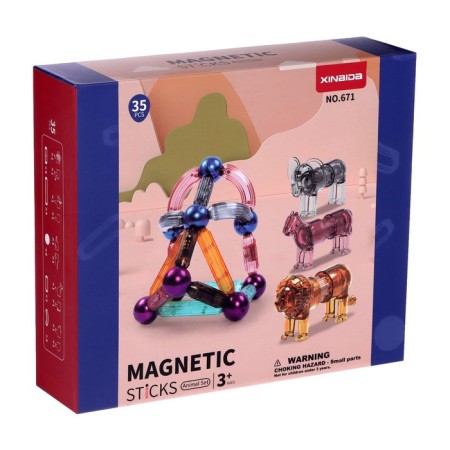 Magnetic designer for babies "Magic sticks with animals", 35 parts-8