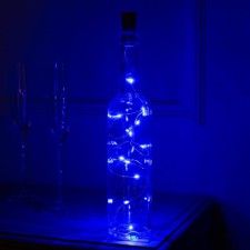 Гирлянда «Нить» 1 м роса с пробкой, IP20, серебристая нить, 10 LED, свечение синее, LR44х3
