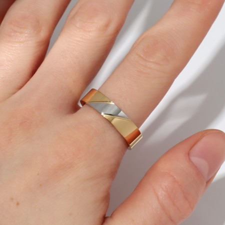 Xuping sketch ring, silver-gold color, size 18-1