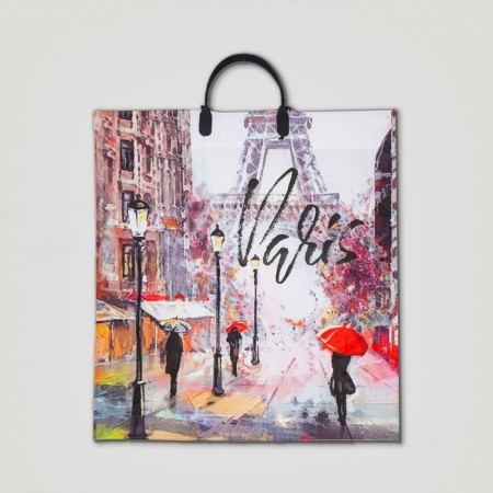 Package "Rain in Paris", polyethylene with a plastic pen, 38 x 45 cm, 100 μm