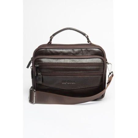 Bag Cross-Body Men, genuine leather de-gosa brown, 23x10x19 cm