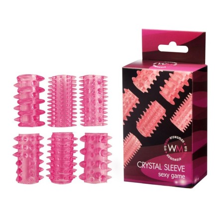 Silicone nozzle on Erowoman, with spikes, transparent, 5.5 x 2 cm, pink, set 6 pcs