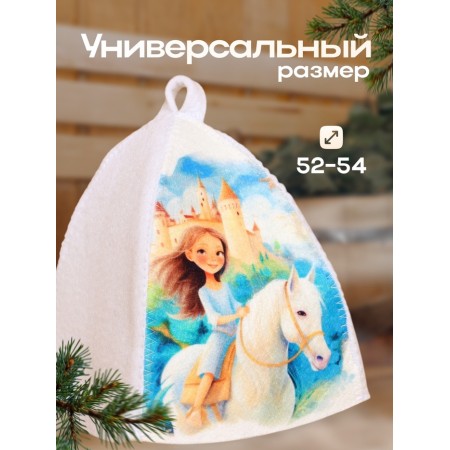 Шапка для бани с детским принтом "Девочка на коне"-2