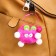Fluffy on cable with a tambourine "Freak with green ears" bright pink 8 cm