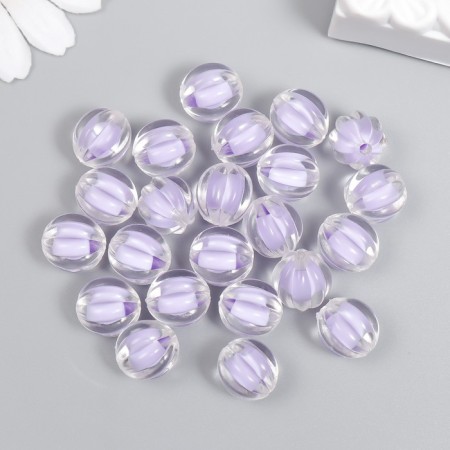 Plastic beads "Ball ribbed - internal color Lilac" set of 20 g 1.2x1.1 cm-2