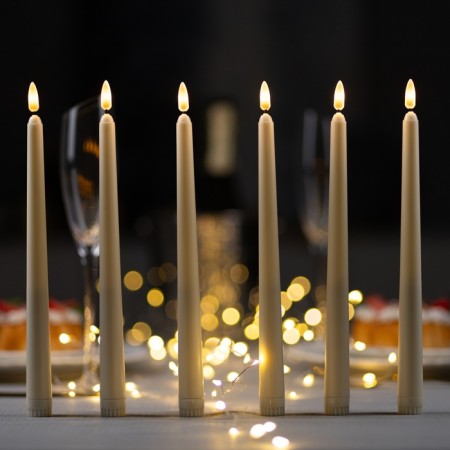 LED candle wax "classics", 2x27 cm, AAAX2 (not in the set), set 6 pcs, t/white