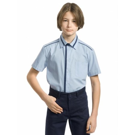 Short -sleeve shirt for Pelican boy, height 122 cm, blue color