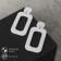 Earrings plastic "Vivien" rectangle, white color