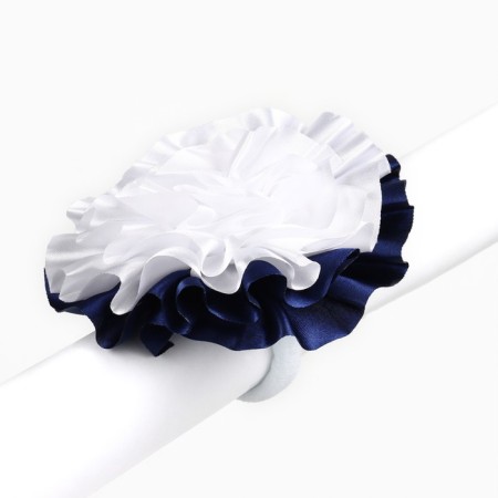 Outlet. Bant for hair on an elastic band, white with blue, 11 cm, kitty Marie-4