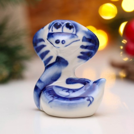 New Year. Souvenir "Snake Lalya" 6 × 5.5cm, Gzhel-1