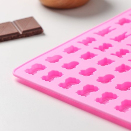 Form for marmalade Dolyan Zoo, silicone, 18.5 × 15 × 0.5 cm, 49 cells (2 × 1.5 cm), pink color-3