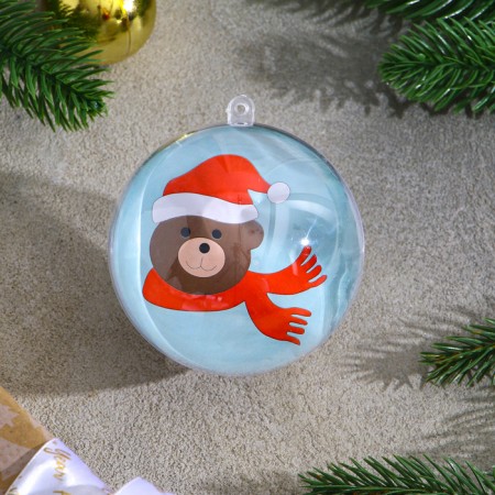 Christmas tree decoration for coloring "Bear" Size: 8 cm; 2 pcs., Brush