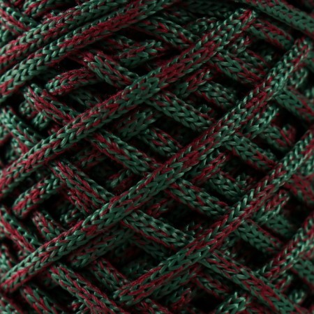 Knitting cord 35% cotton, 65% polypropylene 3 mm 85m/160 ± 10 g (cherry/emerald)-2