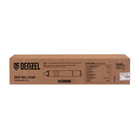 Denzel DWS-3-75, screw, 500 watts, pressure 75 m, 27 l/min, cable 20 m.-4