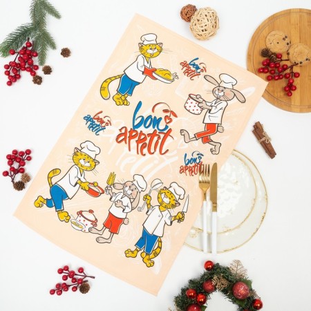Towel chef cook, size 39x60 cm, light-peach, 100% cotton, 200g/m²-1