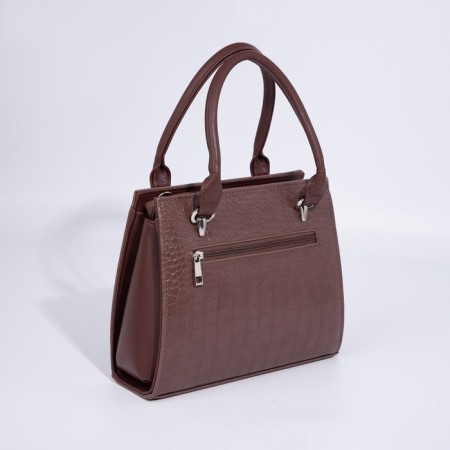 Women's bag El Masta with a zipper, outer pocket, long belt, coffee-2