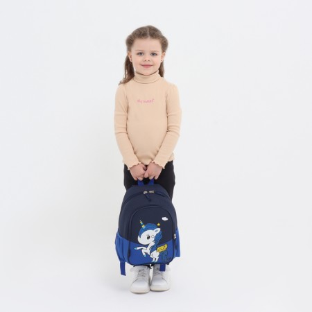 Baby backpack on lightning, external pocket, blue color-6