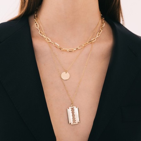 Piece "chain" razor with a disk, color gold, 60 cm-2