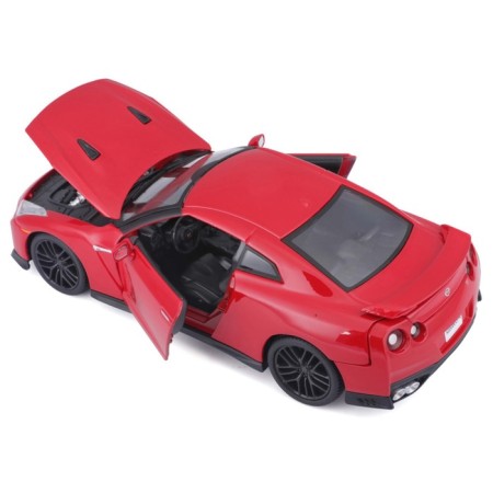 BBURAGO Nissan GT-R 2017, Die-Cast, 1:24, opening doors, red color-8