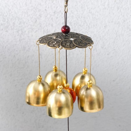 Wind Music Metal "Cash toad on Coins" 5 bells 41x6 cm-2