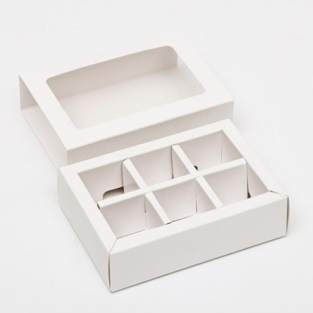 Box under 6 sweets with a window, white, 13.7 x 9.85 x 3.85 cm-3